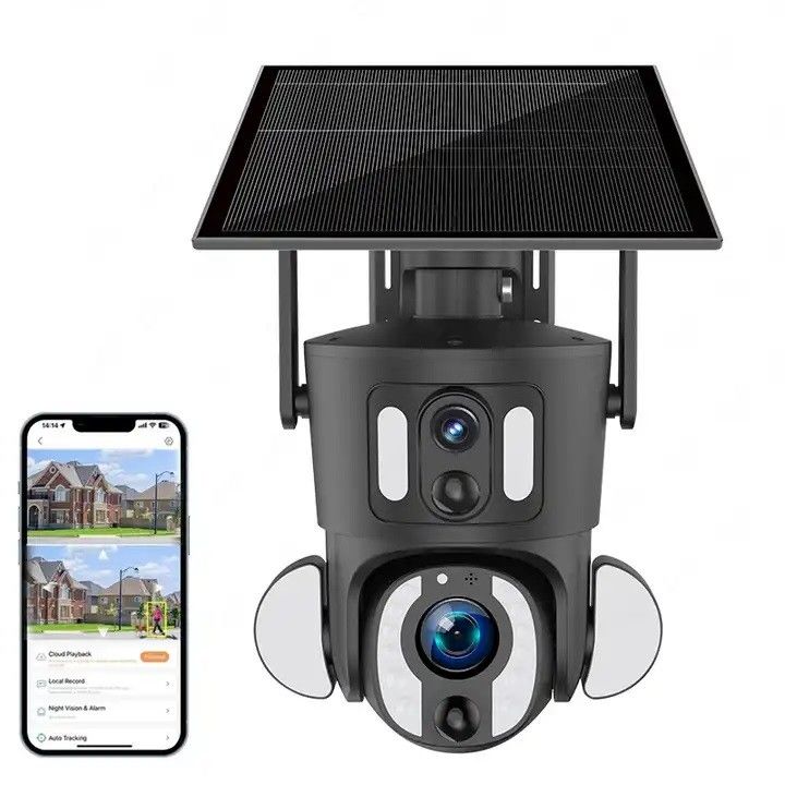 Dual Lens Solar Wifi Intelligent Camera met 9W zonnepaneel 5-40M IR afstand