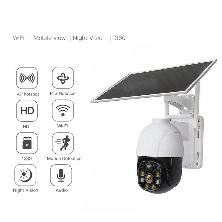 CE 2MP IP WiFi Solar Powered Security Camera PTZ 360 Grade H.265 Draadloos