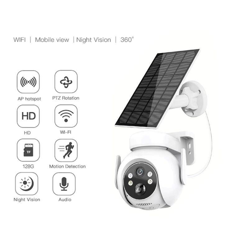 2MP WiFi Solar Motion Camera Waterdichtheid 2 Way Talk Kleur Nachtzicht