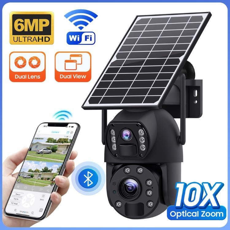 Draadloze bewaking UBOX Zonnecamera 6MP Resolutie Kleur Nachtzicht